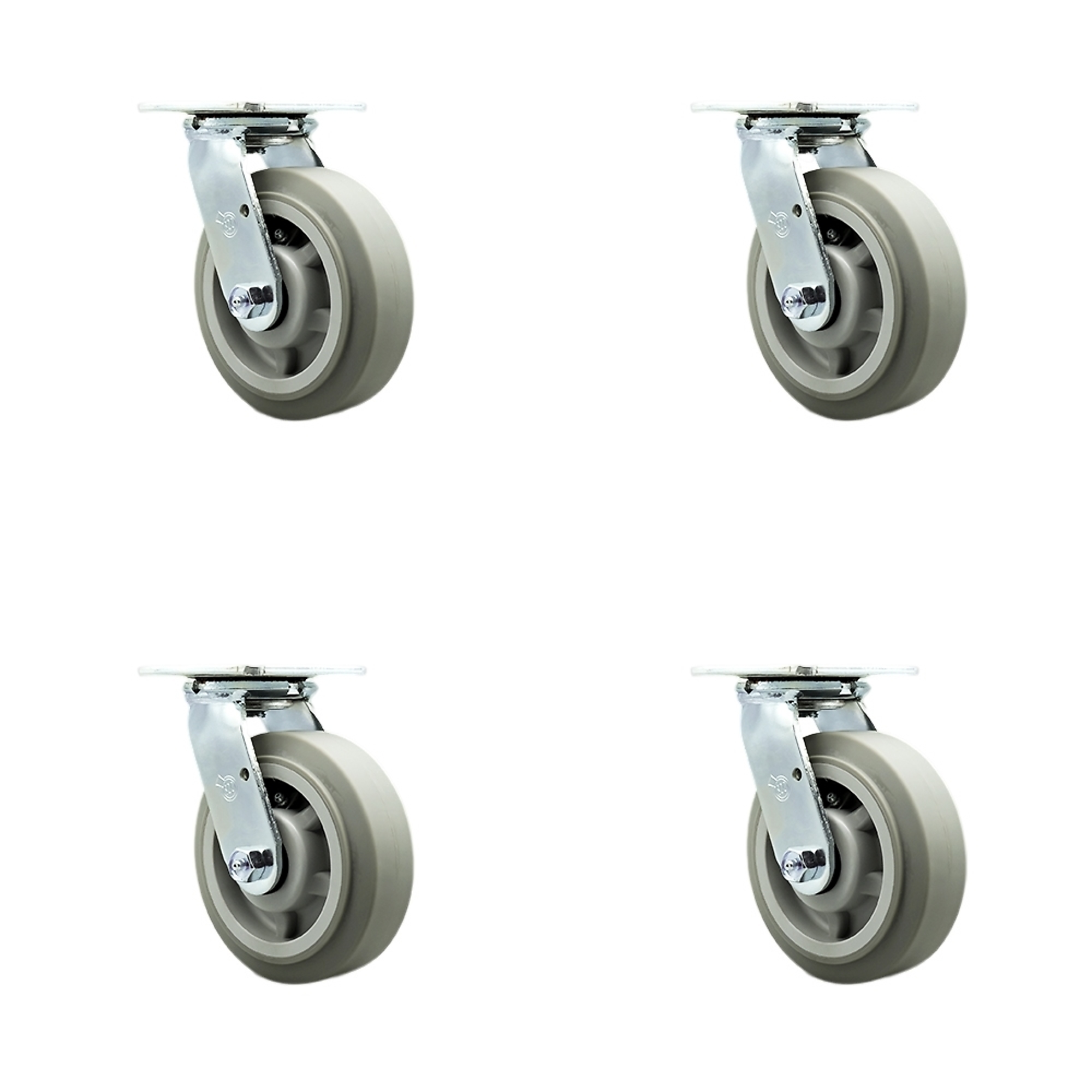 Service Caster, 6in. x 2in. Plate Casters, Wheel Diameter 6 in, Caster Type Swivel, Package (qty.) 4, Model# SCC-30CS620-TPRRF-4